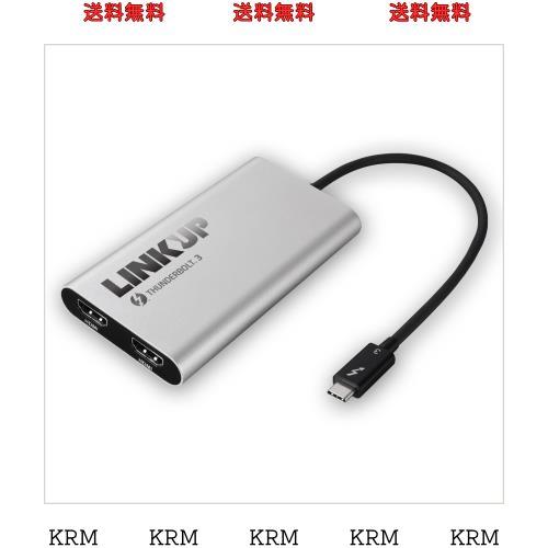 LINKUP - [認証済] Thunderbolt 3とデュアルHDMI 2.0アダプタMac + Windowsハブドックコネクタ拡充機器| Ultra HD 4K 60Hz | Thunderbolt