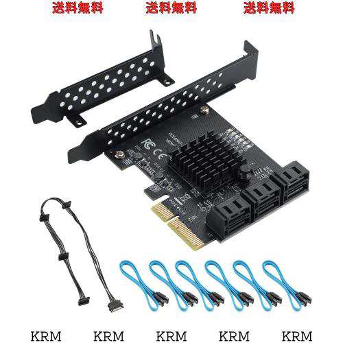 BEYIMEI PCIe x4 SATAカード6ポート、6 Gbps PCIe に Sata コントローラ拡張カード 、SATA 3.0ノンレイド、6 SATAケーブルおよびロープロの通販は