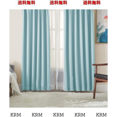 Hansleep カーテン 1級遮光 4枚組 スカイブルー 幅100cm×丈178cm UVカット 断熱 防寒 防音 省エネ 厚手 無地 おしゃれ カーテンセット の通販は 5,215円