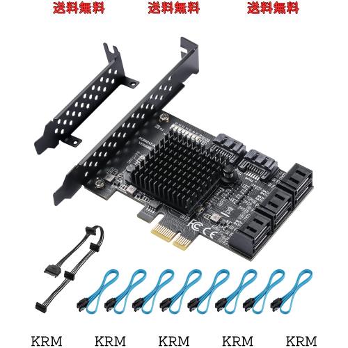BEYIMEI PCIe SATAカード8ポート、8 SATAケーブル、パワースプリッターケーブルおよびロープロファイルブラケット、SATA 3.0コントローラの通販は 7,647円