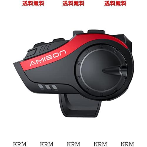 Amison バイクインカム 最大10人同時通話 最大通話距離2000m Bluetooth 5.0 無線機バイクいんかむ 連続28H時間通話 IP67防水 ヘルメット
