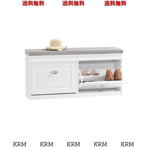 SoBuy 玄関ベンチ 薄型 収納ベンチ 玄関椅子 幅104x奥行24x高さ52cm 省 