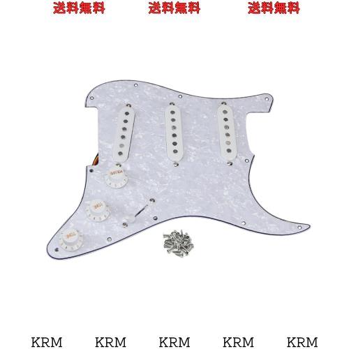 FLEOR アルニコ 5 配線済みストラト ピックガード 3 シングルコイル ピックアップ搭載エレキギター ピックガード-ホワイト パール 6,457円