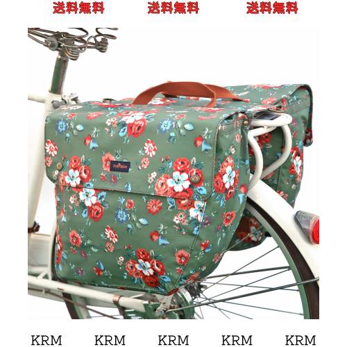 TOURBON 自転車 リアバッグ 複数の仕切り パニアバッグ 大容量 フレームバッグ バイク 通勤 通学 花柄
