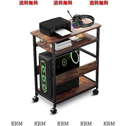 MASTLUパソコンワゴン pcラック キャスター付き 幅60×奥行30×高さ70cm デスク サイドワゴン 3段 pcワゴン 棚板高さ調節可能 在宅勤務、