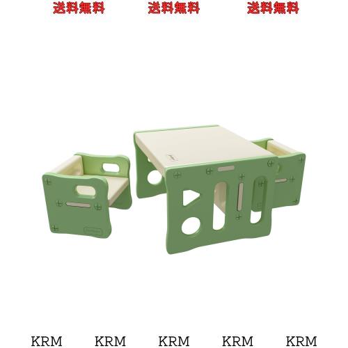 BanaSuper 子供用テーブルと椅子3点セット アクティビティ デスク チェア プラスチック 多機能 収納 家具 リビング学習/絵かき/ダイニン