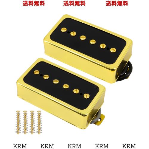 P90ピックアップセット Alnico V シングルコイルブリッジ＆ネックピックアップ レスポールP90スタイルハムバッカーサイズエレキギター用 (