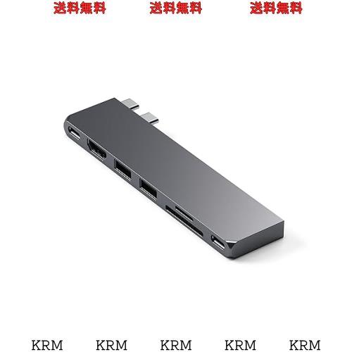 Satechi USB-C Pro ハブ スリム (スペースグレイ) USB 4, 4K HDMI, USB3.2 Gen 2, SD/TF カードスロット, 100W USB C PD (MacBook Pro/Ai