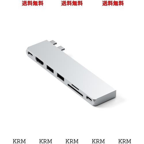 Satechi USB-C Pro ハブ スリム (シルバー) 7 in 2 多機能USB4ポート, 4K 60Hz 出力, USB3.2 Gen 2, SD/MicroSDカードリーダー, 100W PD