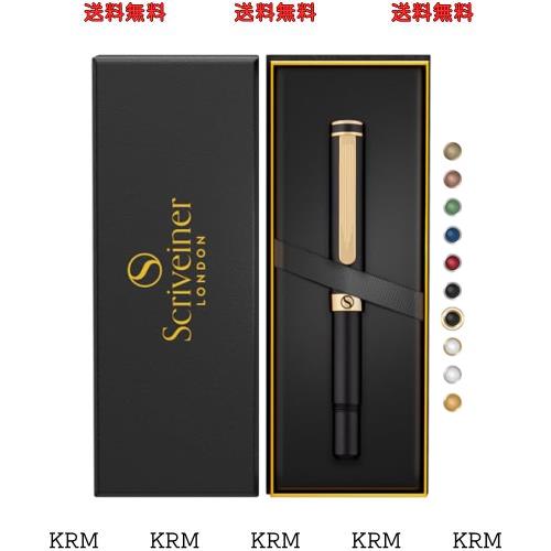 Scriveiner シルバー ブラック クローム ボールペン EDC 高級 ペン 華やか 重厚感 ポケット ペン 24K仕上げ 快適な書き心地 ペン 男性 女