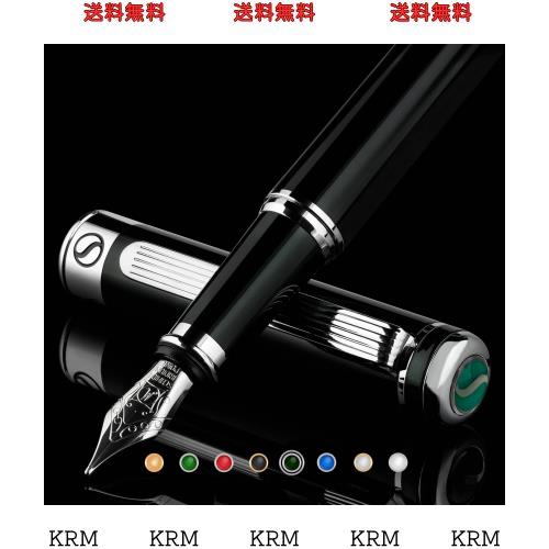 Scriveiner ブラックグリーン ファウンテンペン - 魅力的な高級ペン、クローム仕上げ、シュミット ニブ（中字）、男性や女性への最高のペの通販は