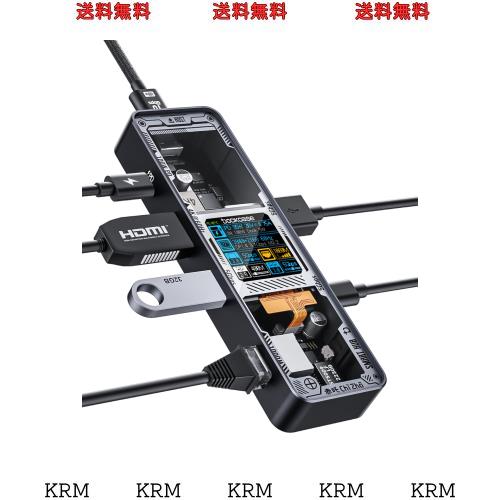 DOCKCASE 6-in-1 usb c ハブ（クリア版）：1000Mbps LANポート、4K＠60Hz HDMIポート、5Gbps高速データ転送、PD100W急速充電、機能拡張、