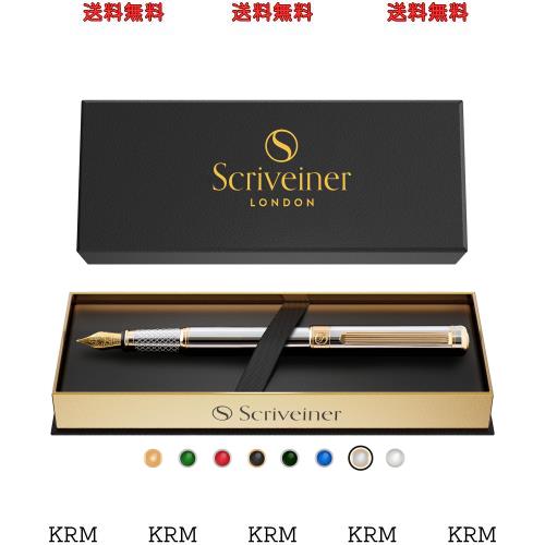 Scriveiner 最御膳上等 割り増し金 筆 (しろがね色) 愛らしさ的な美しさ 24K金大成 Schmidt 18K金メッキ書きもの先（細）成人男性にも御上さんにも至適 プ