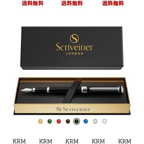 Scriveiner ブラックグリーン ファウンテンペン - クローム仕上げの見事な高級ペン、Schmidt ニブ（ファイン）、男性や女性への最高のペ 8,571円