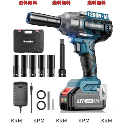 Seesii電動インパクトレンチ 強力 1200N.m ブラシレスモーター1/2”トルクレンチ充電式コードレス電動レンチ4.0Ahバッテリー一個付き無段の通販は 15,239円