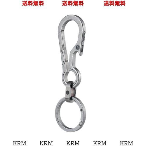 [KeyUnity] KM18 キーホルダー チタン 栓抜き型 キーチェーン 錆びない 軽量 栓抜きタイプ+ 小型カラビナ 2in1 キーリング付き シルバー の通販は