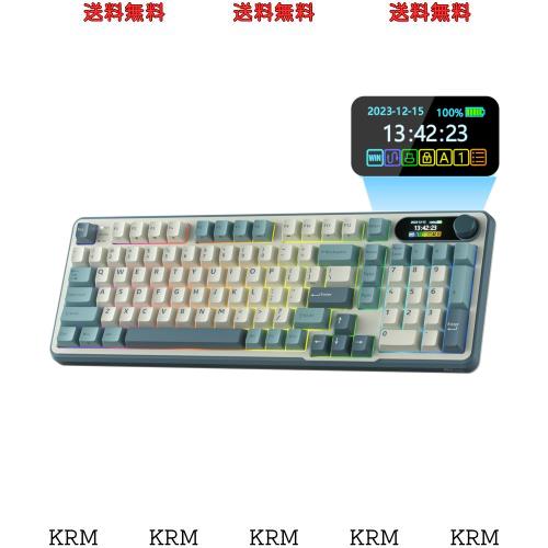 RK ROYAL KLUDGE S98 メカニカルキーボード、スマートディスプレイおよびノブ付き、トップマウント 96% ワイヤレスメカニカルキーボード