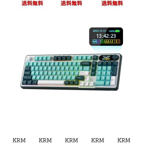 RK ROYAL KLUDGE S98 メカニカルキーボード、スマートディスプレイおよびノブ付き、トップマウント 96% ワイヤレスメカニカルキーボード