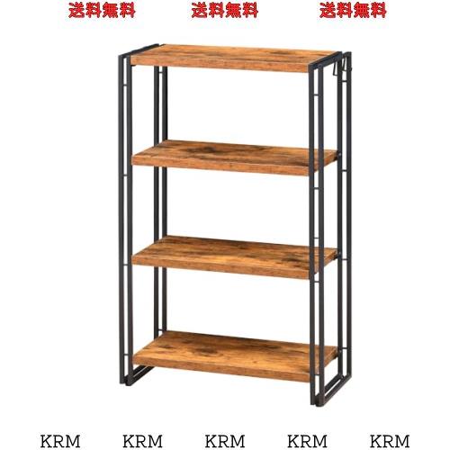 HCHQHS ラック オープンシェルフ 4段 木製 収納 本棚 オープンラック キッチンラック リビングラック 棚 おしゃれ 北欧 木目調 組立簡単