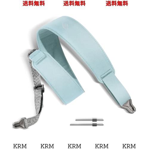 [enya] ギターストラップ 磁気ストラップロック付き ギター、ベース、ウクレレ用 ブルー PUレザー素材 クイックリリース 片手で長さを調の通販は