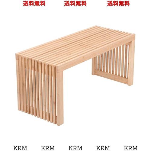 VaLaVie ダイニングベンチ 玄関椅子 リビングルームベンチ 寝室椅子 多機能 幅90×奥行38×高さ42cm 天然竹製チェア 長い 薄い ナチュラの通販は