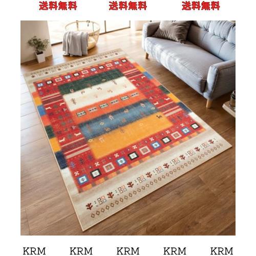 HAOCOO カーペット 夏用 洗える 1.5畳 ラグ 140х200cm エスニック風 民族 オールシーズン適用 滑り止め 床保護 防音 寝室 リビング シェ