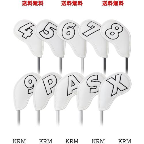 ゴルフアイアンカバー マグネット ウェッジカバー クラブヘッドカバー セット 10pcs(4-9,P,A,S,X) 両面黒い番号 白い合成皮革の通販は