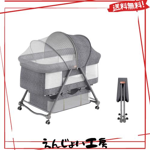 Luddy ベビーベッド ベビーラック ハイローベッド 折りたたみ 組み立て不要 携帯易い添い寝 ポータブルな簡易ベッド揺籃に変身可能 キャの通販は