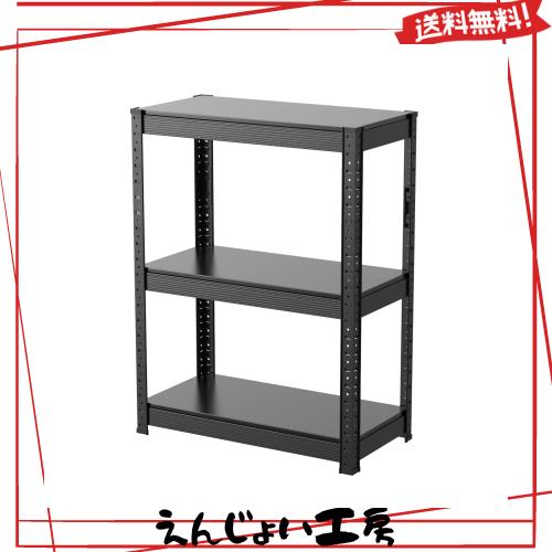 Umimileラック スチールラック 幅60cm 3段 耐荷重120kg/段 メタルラック (幅60×奥行30×高さ80cm, ブラック)