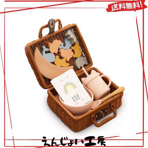 Promise Babe 出産祝い 男の子 女の子 豪華7点セット 離乳食 食器 吸盤付き 食品グレードシリコン ひっくりかえない 高温消毒可 電子レンの通販は