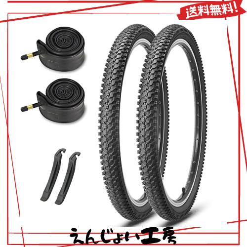 MOHEGIA 2本セット マウンテンバイク自転車タイヤ: 26×1.95インチ 30TPI 組み合わせセット - 折り畳み式 交換用タイヤ、チューブ、タイ