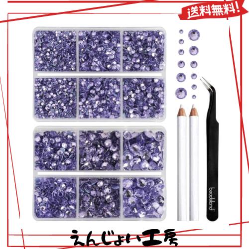 Beadsland（ビーズランド）ホットフィックス ラインストーン、 6,080個 ヴァイオレットのラインストーン 服飾工芸用 6サイズ混合 ワックの通販は 5,977円