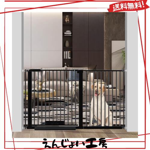 Seogva ペットゲート 3.5cm柵間隔 ペットドア付き 高さ78cm ペットゲート 犬 猫 ゲート ブラック ホワイト 猫用ゲート 過密フレーム付き の通販は