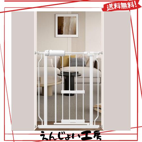Qonimm ベビーゲート ペットゲート ペットドア付き 猫ドア付き 高さ78cm ロング 突っ張りタイプ (ホワイト,取付幅61-70cm)の通販は 7,123円