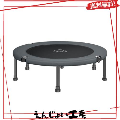 Fuwata トランポリン 室内用 大人用 子供用 大型102cm 耐荷重150kg 静音 折りたたみ ダイエット 家庭用 6本脚 (ブラック+グレー)