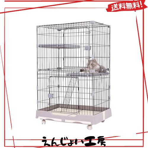 Shinyever 猫 ケージ 猫ケージ キャットケージ 猫ゲージ 2段 大型 82*57*124CM キャスター付き ハンモック付き キャットケージ猫 梯子付