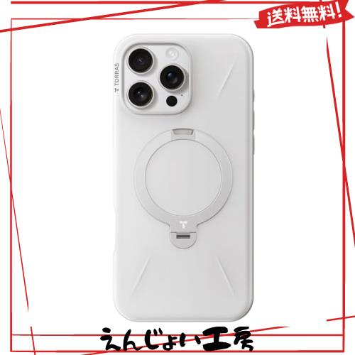 【新型ゼンマイ式 ・高級なデザイン】TORRAS iPhone 16 Pro 用 ケース ゼンマイ式スタンド 黄変防止 マグネット搭載 縦横両対応 リング