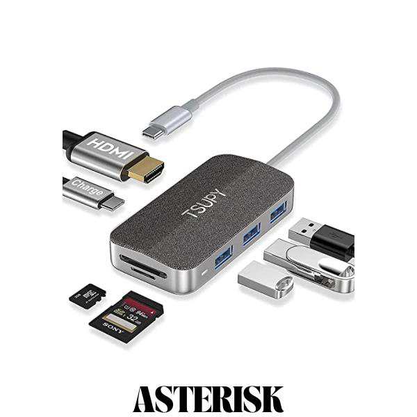 TSUPY USB C ハブ 7 in 1 ファブリックのデザイン USB Type C ケーブル