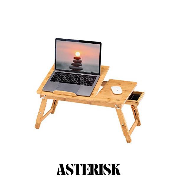 ノートパソコンデスク PCスタンド 傷付きにくい 竹製 ベッドテーブル 