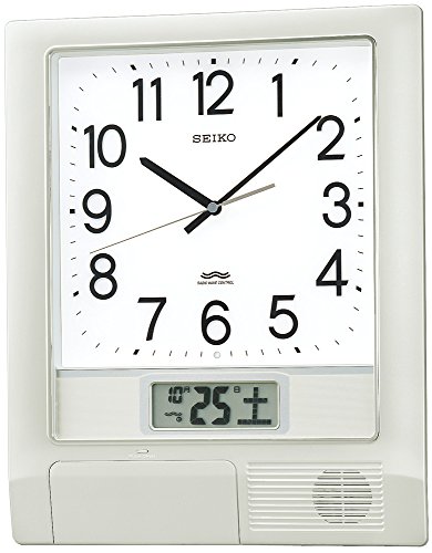 セイコークロック 掛け時計 オフィスタイプ チャイム プログラム機能 日付 カレンダー 電波 アナログ 銀色 メタリック PT201S