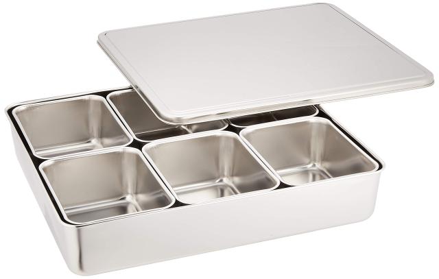 遠藤商事(Endo Shoji) TKG 調味料薬味入れ 6ヶ入 幅×奥行×高さ(mm)330×285×60 保存容器とか使い方はいろいろ 錆に強いステンレス製での通販は