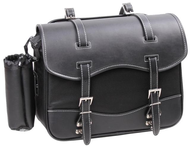 DEGNER(デグナー) ナイロンサドルバッグボトルホルダー付 プレーン PVC(合成皮革)・ナイロン 29x37x12cm ブラック NB-1