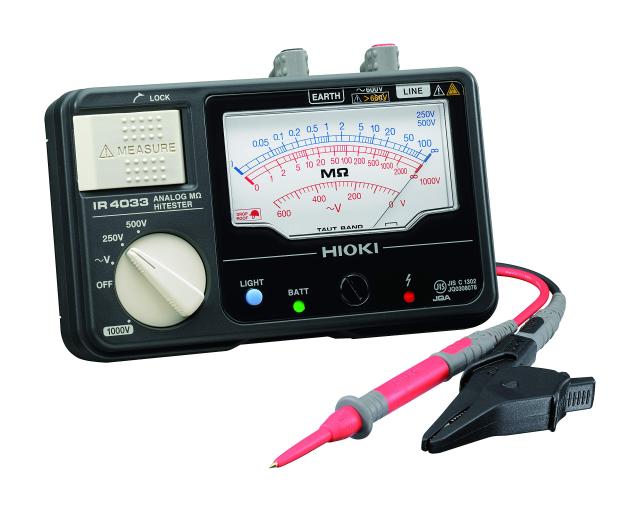 HIOKI (日置電機) 絶縁抵抗計 IR4033-10 アナログメグオームハイテスタ テストリード L9787 付属品 JIS認証 日本製 定格 3レンジ DC 250V