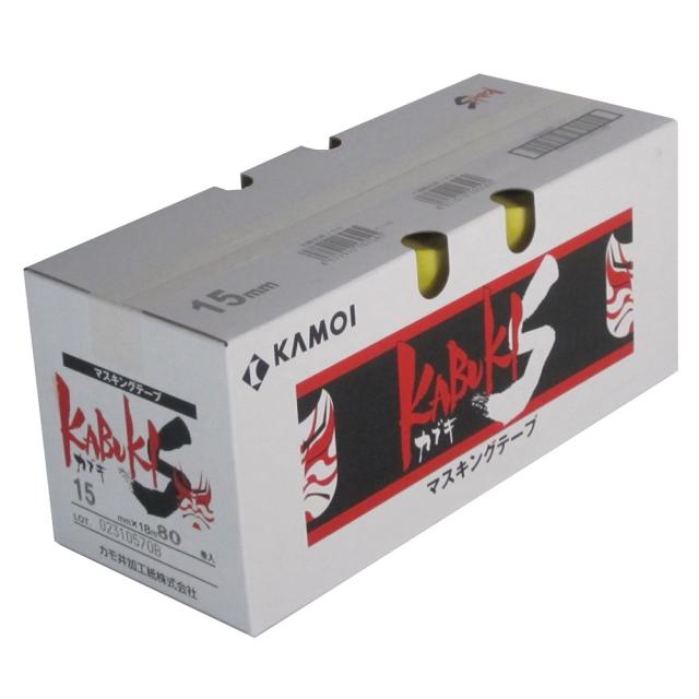 カモ井 車輌・建築用マスキングテープ「カブキ-S」 15ミリ×18M 80巻入