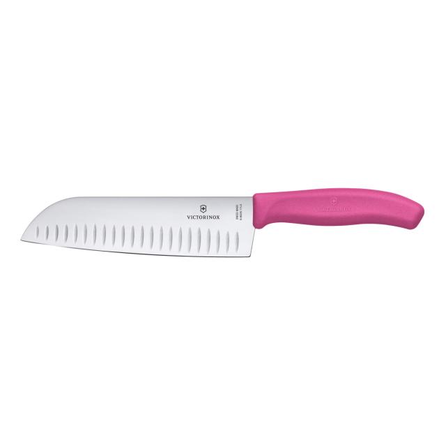VICTORINOX(ビクトリノックス) 三徳包丁 プロ仕様のステンレススチール製万能包丁 17cm 溝付 ピンク 料理全般に使える万能なナイフ 食洗