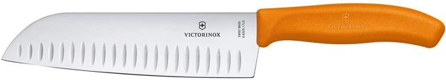 VICTORINOX(ビクトリノックス) 三徳包丁 プロ仕様のステンレススチール製万能包丁 17cm 溝付 オレンジ 料理全般に使える万能なナイフ 食