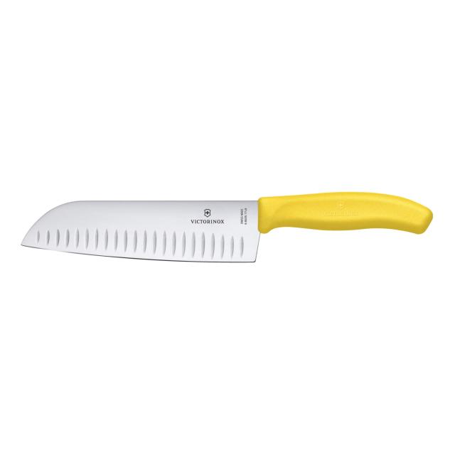 VICTORINOX(ビクトリノックス) 三徳包丁 プロ仕様のステンレススチール製万能包丁 17cm 溝付 イエロー 料理全般に使える万能なナイフ 食