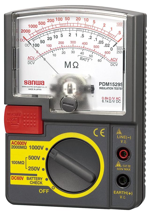 三和電気計器 sanwa 絶縁抵抗計 アナログ3レンジ 1000V/500V/250V PDM1529S