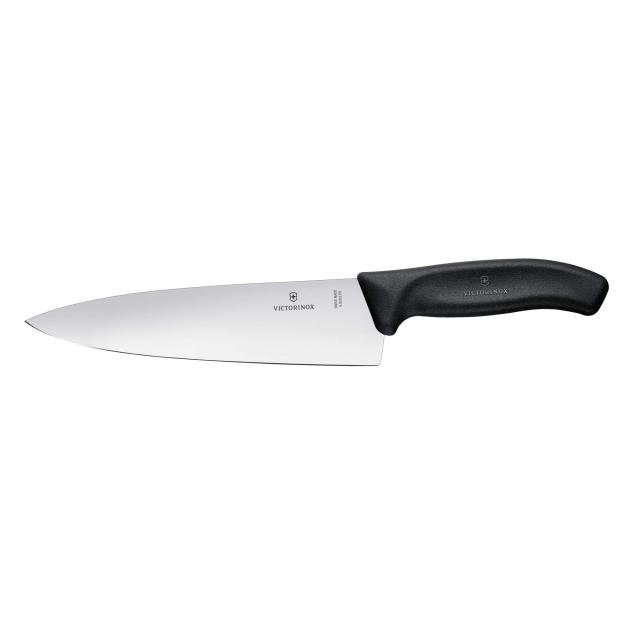 VICTORINOX(ビクトリノックス) シェフナイフ スムーズな切れ味の牛刀包丁 20cm ブラック 料理の基本となる様々な食材に使えるナイフ 食洗