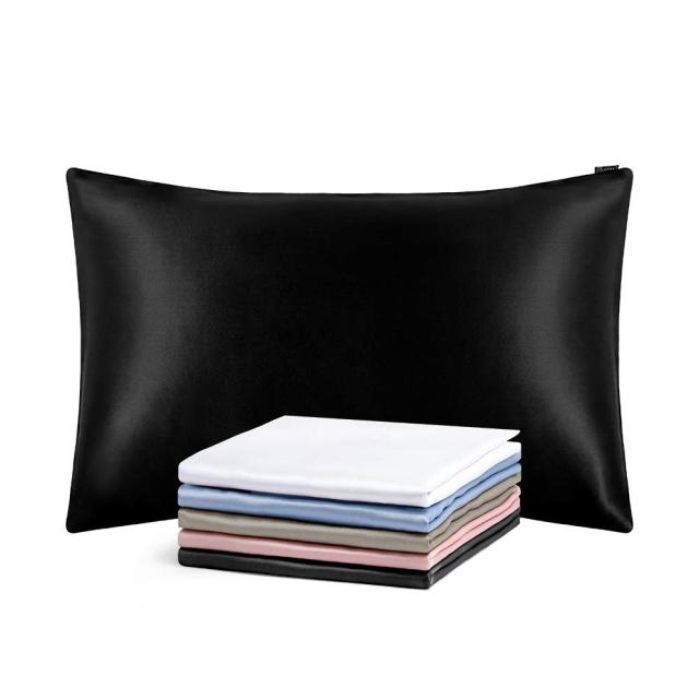 LILYSILK シルク枕カバー ピローケース 【50x70cm】 ブラック 【1枚】 25匁/ 額縁無し/天然シルク/美肌/軽量/OEKO認証済の通販は 7,481円